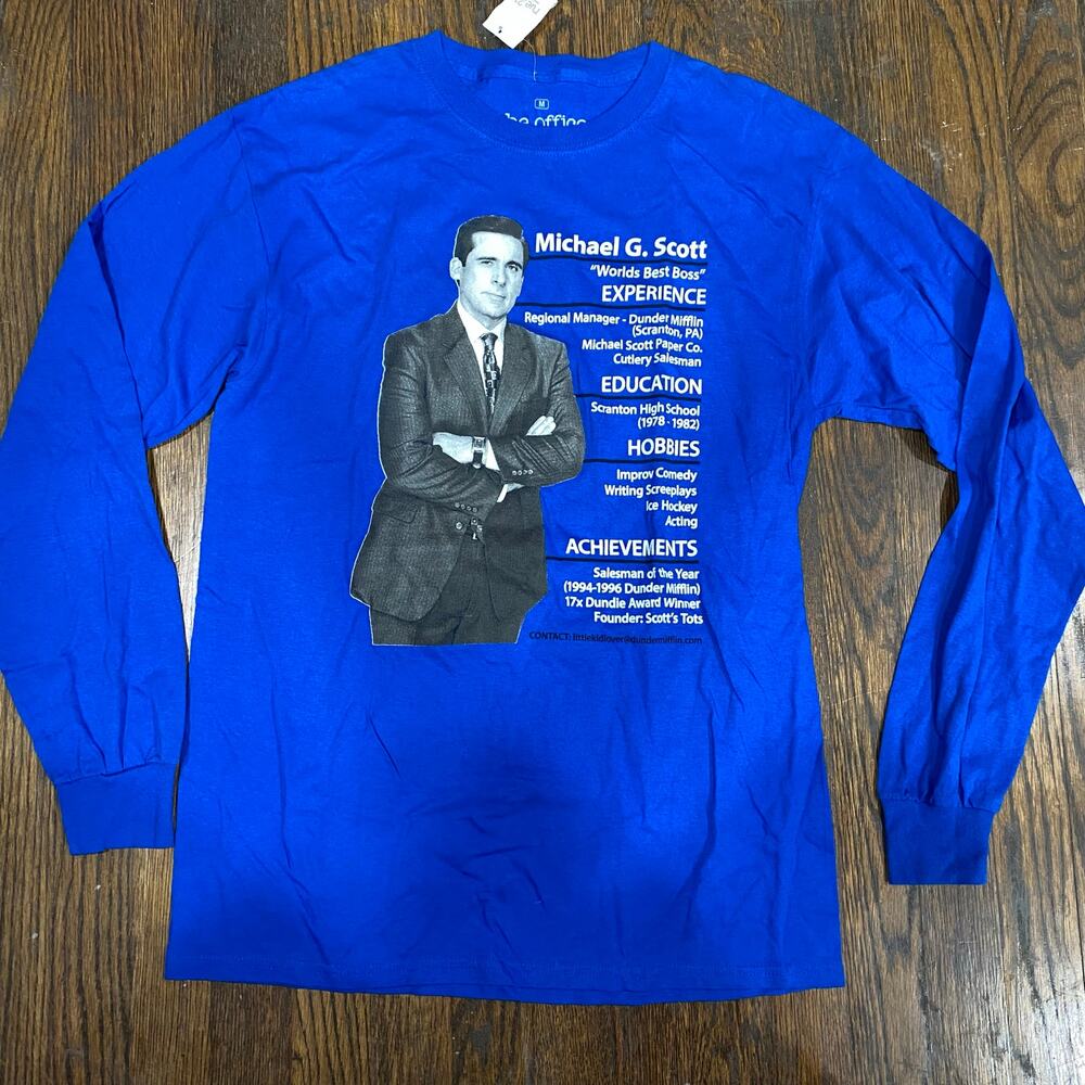 Ripple Junction The Office Michael Scott Tee Sz MEDIUM Blue Long Sleeved T-Shirt